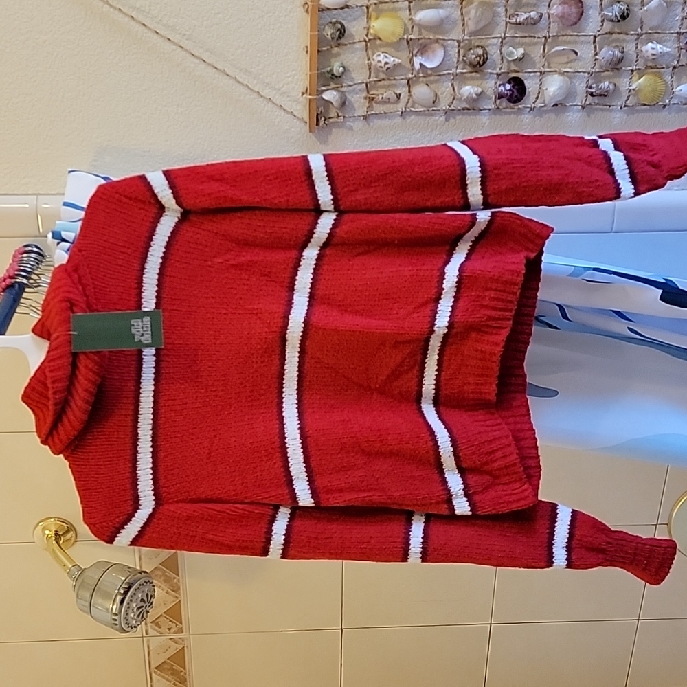 Wild Fable Cable Knit Striped Crop Sweater